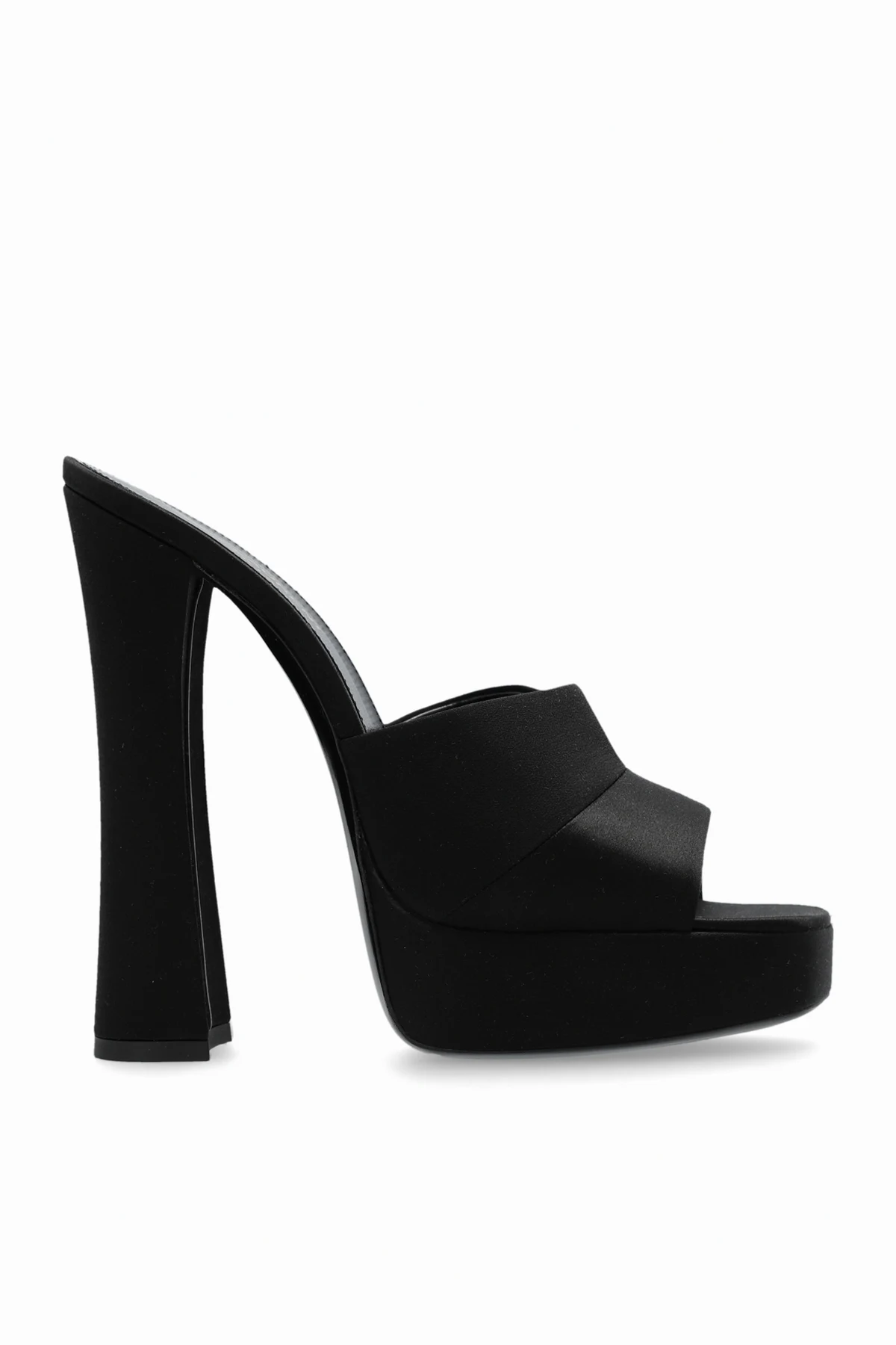 Heeled mules in satin