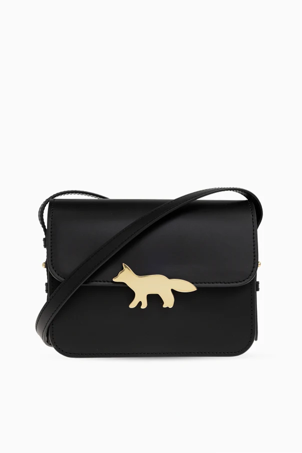 SCHWARZ Leder-Umhängetasche mit Logo