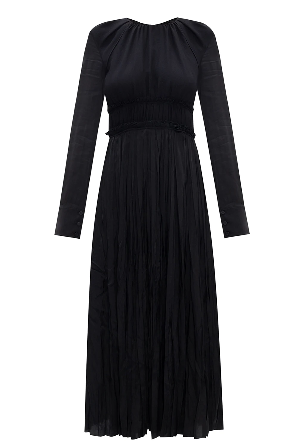 Pleated dress with long sleeves