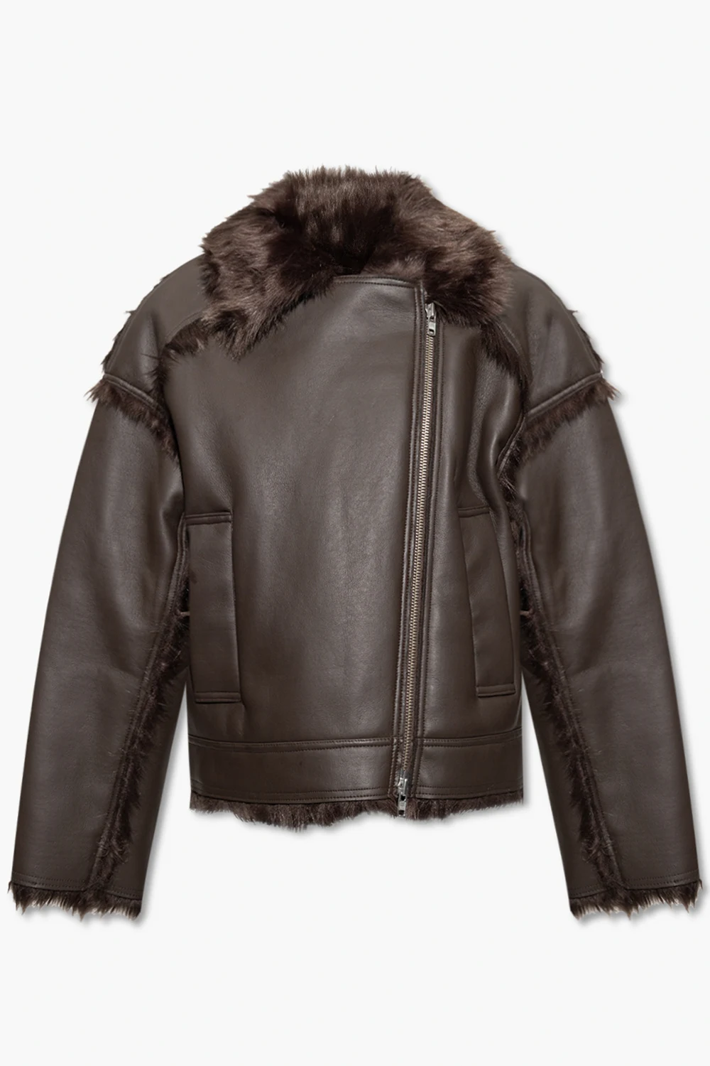 Shearling jacket with collar
