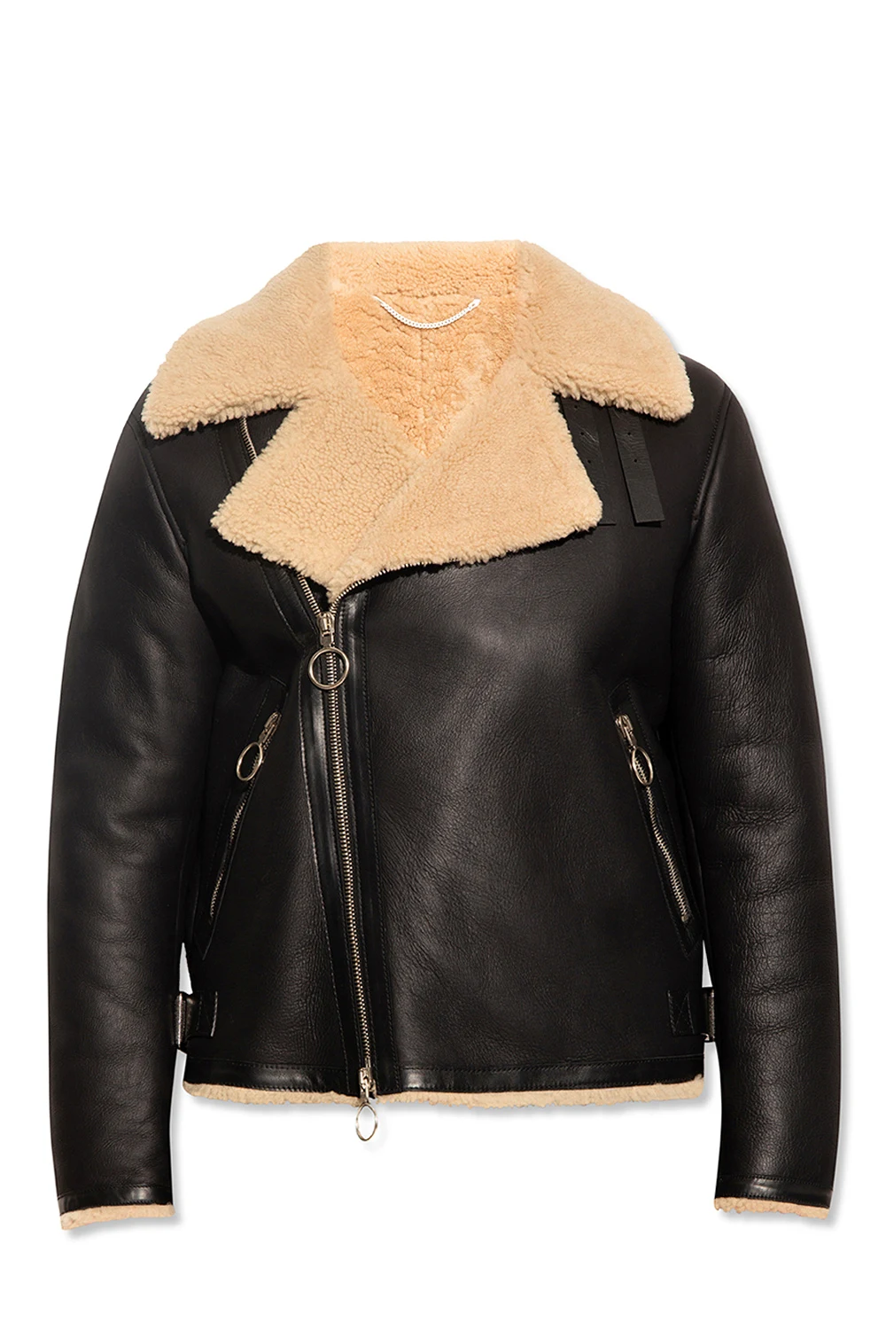 Shearling coat with logo