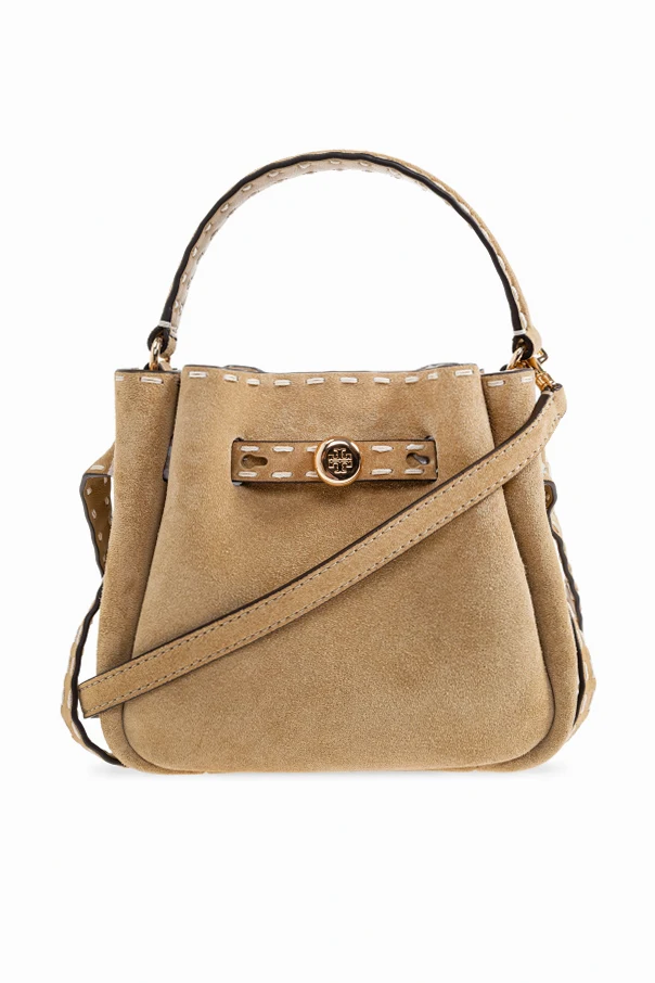 beige Suede "Romy Small" hand bag, bucket bag style