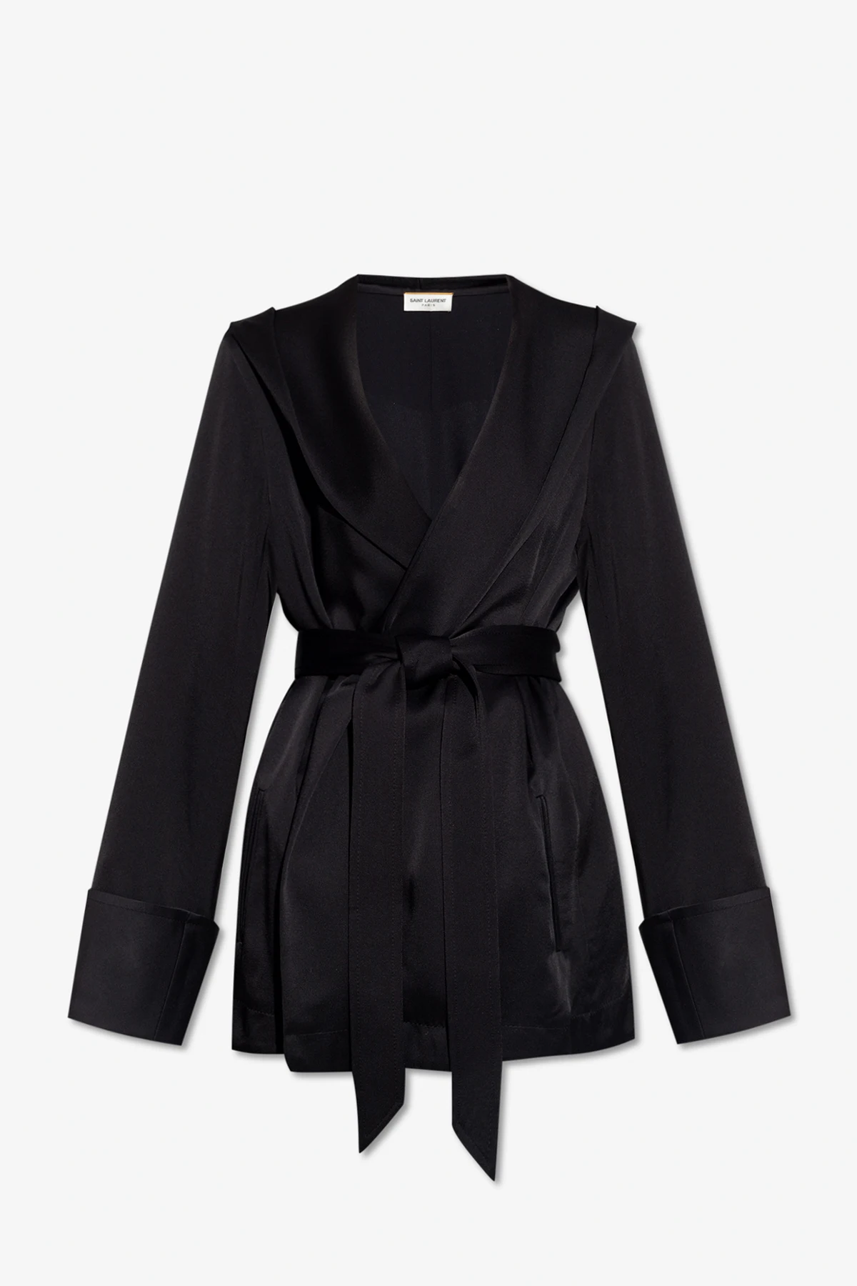 Satin blazer with hood