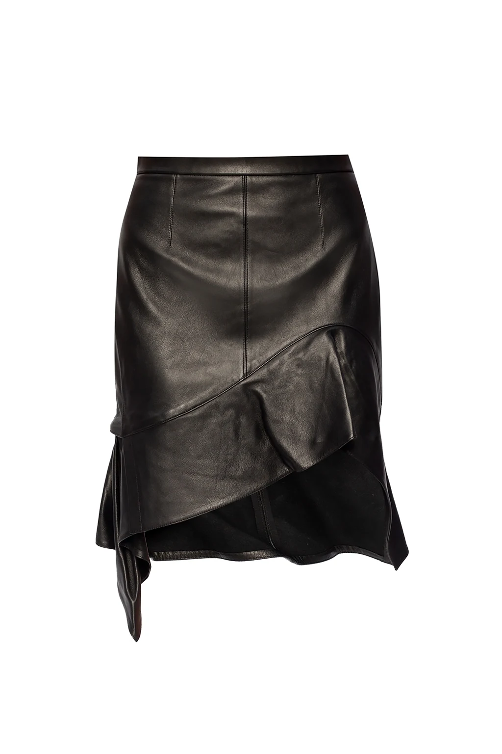 Asymmetric leather skirt