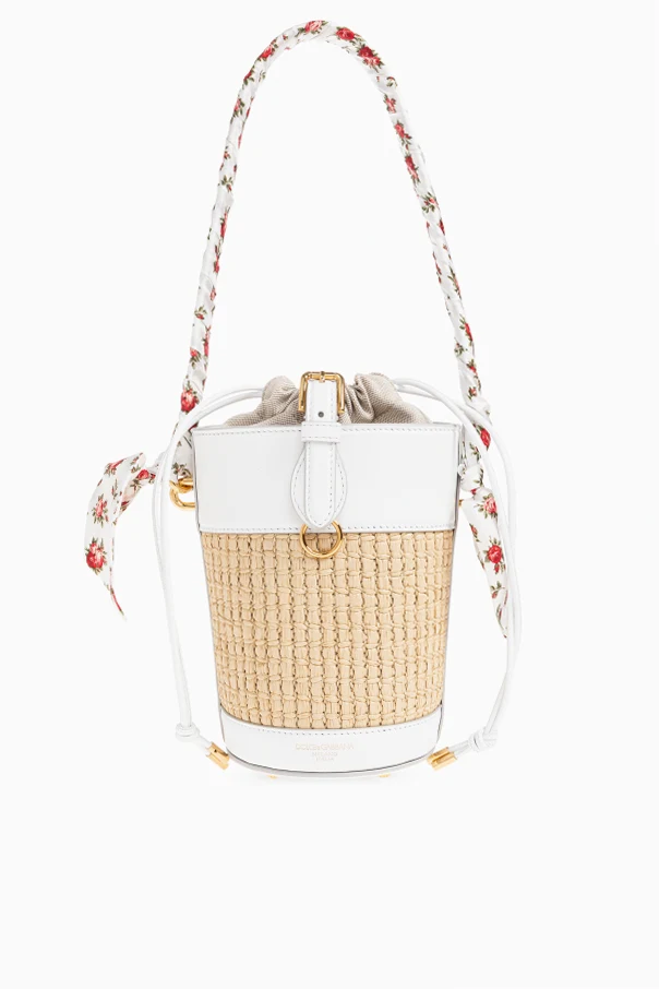 beige Capri linen shoulder bag, bucket type