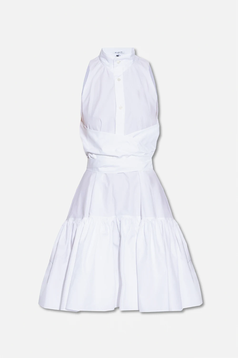 Cotton dress with tie fastening