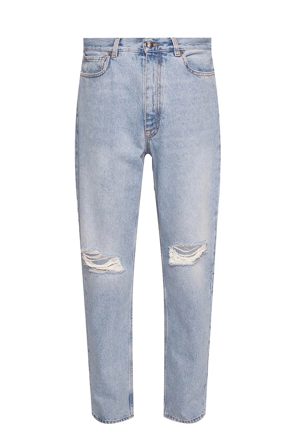 Distressed high-waisted jeans