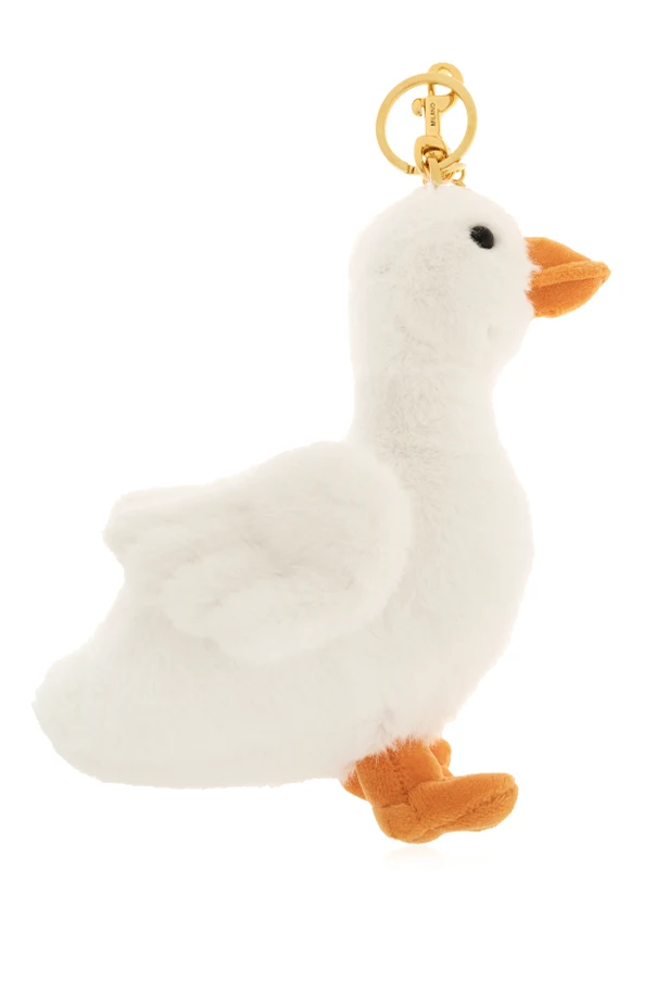 BIAŁY  Brelok do kluczy z zawieszką z motywem gęsi