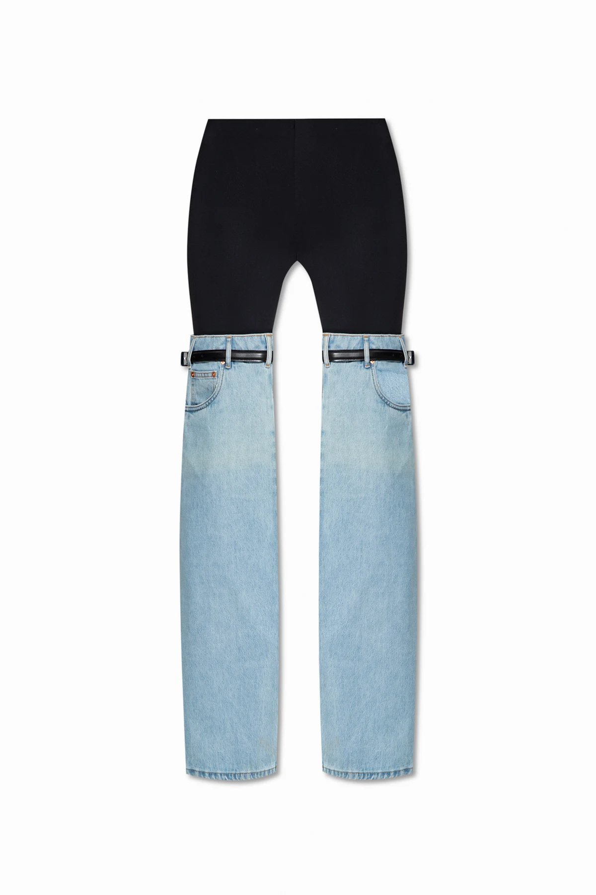 Trousers in contrasting fabrics