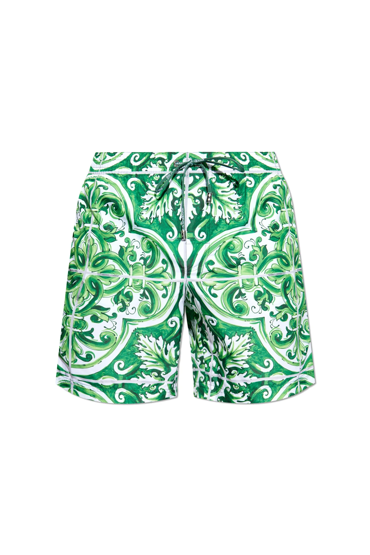 GREEN Swim shorts with `Majolica` print