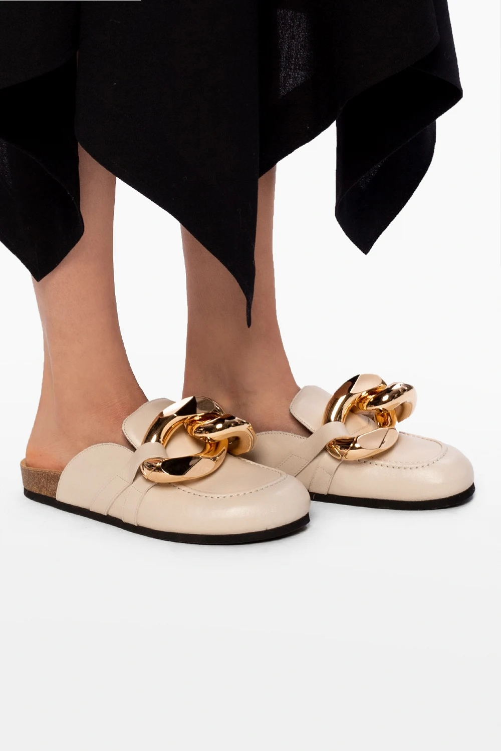 Leather loafer slides