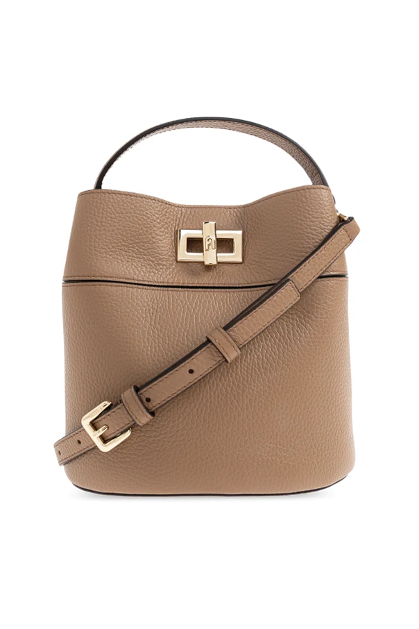 BRĄZOWY Torba do ręki `Amelia Mini` typu `bucket`