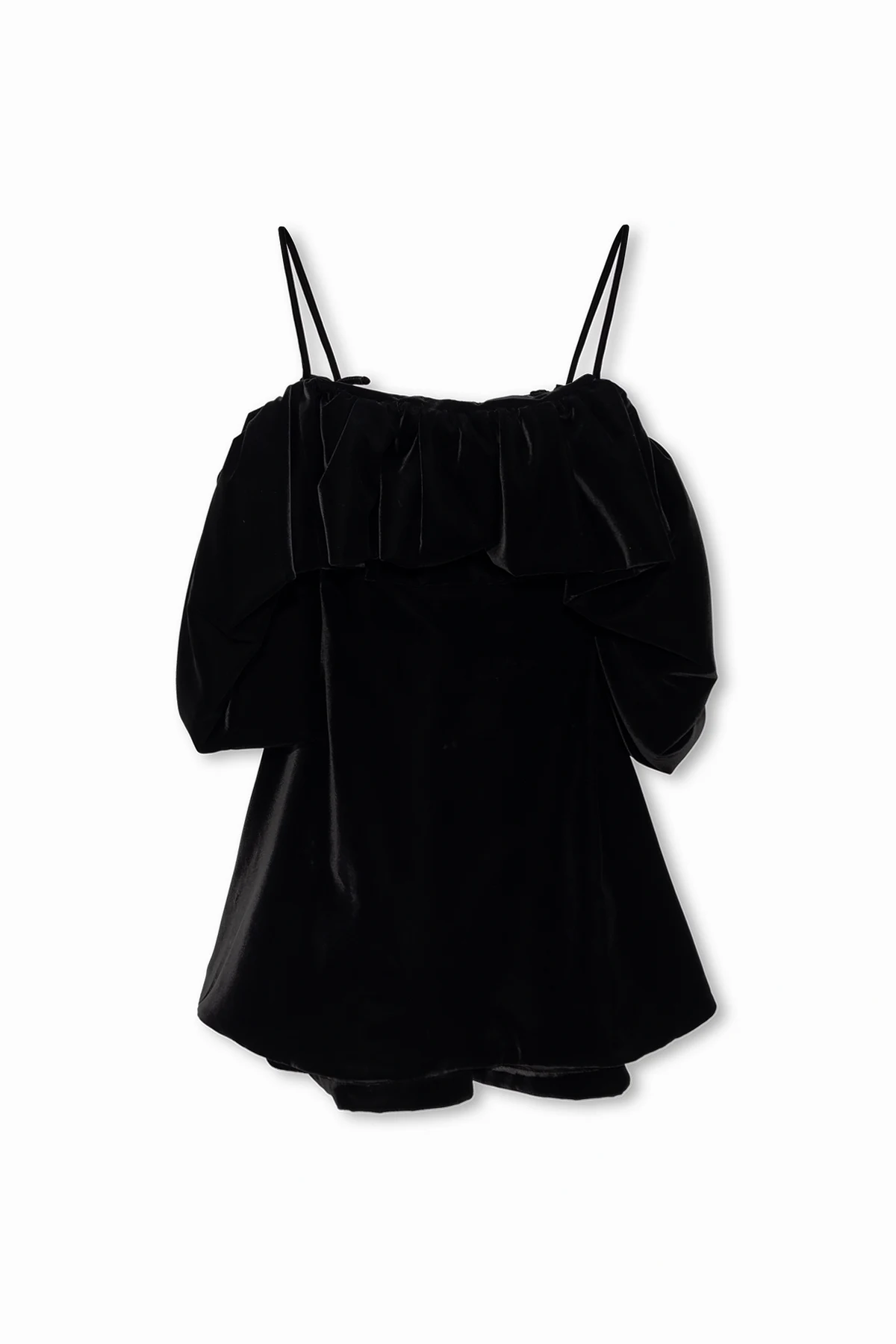 Velvet dress with denuded shoulders