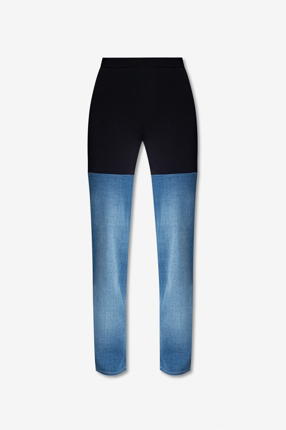 Trousers in contrasting fabrics