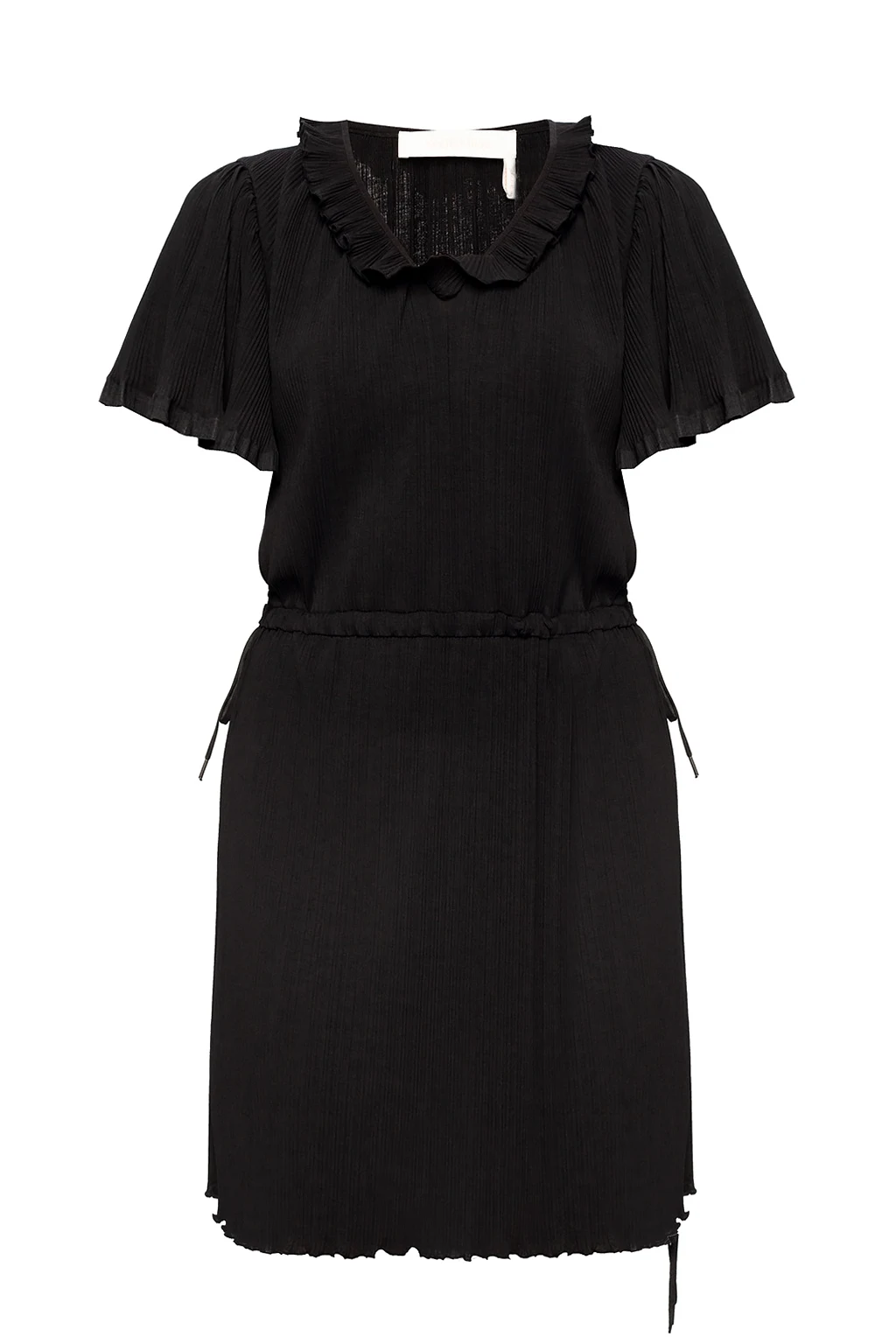 Pleated dress with short sleeves