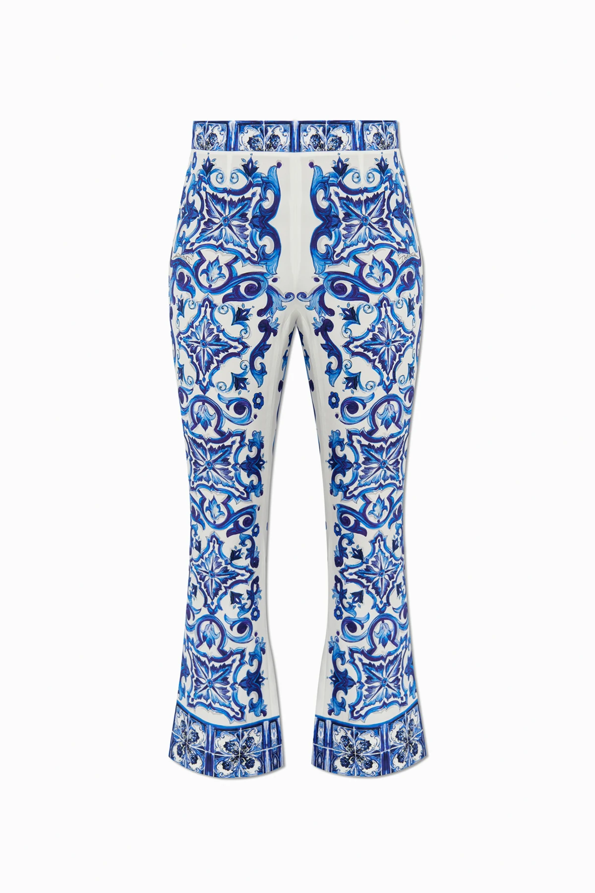 Silk pants with Majolica pattern