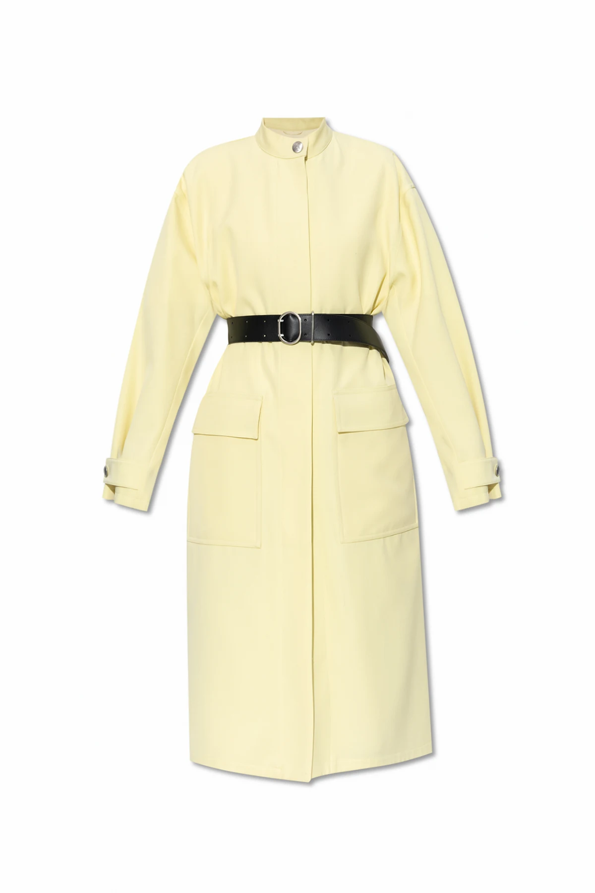 Coat with standing collar