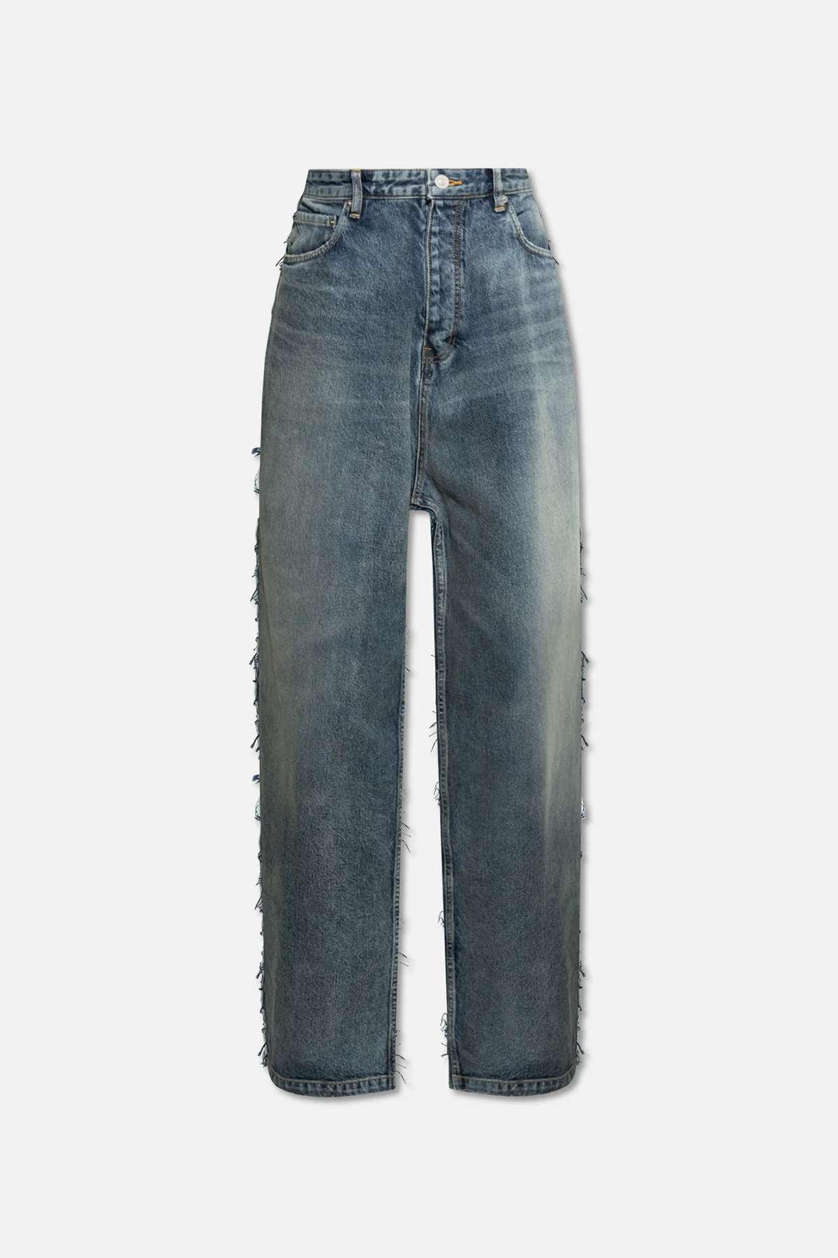 Trousers in contrasting fabrics