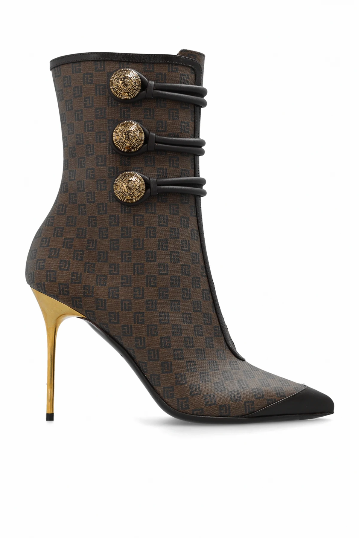 Monogrammed heeled ankle boots