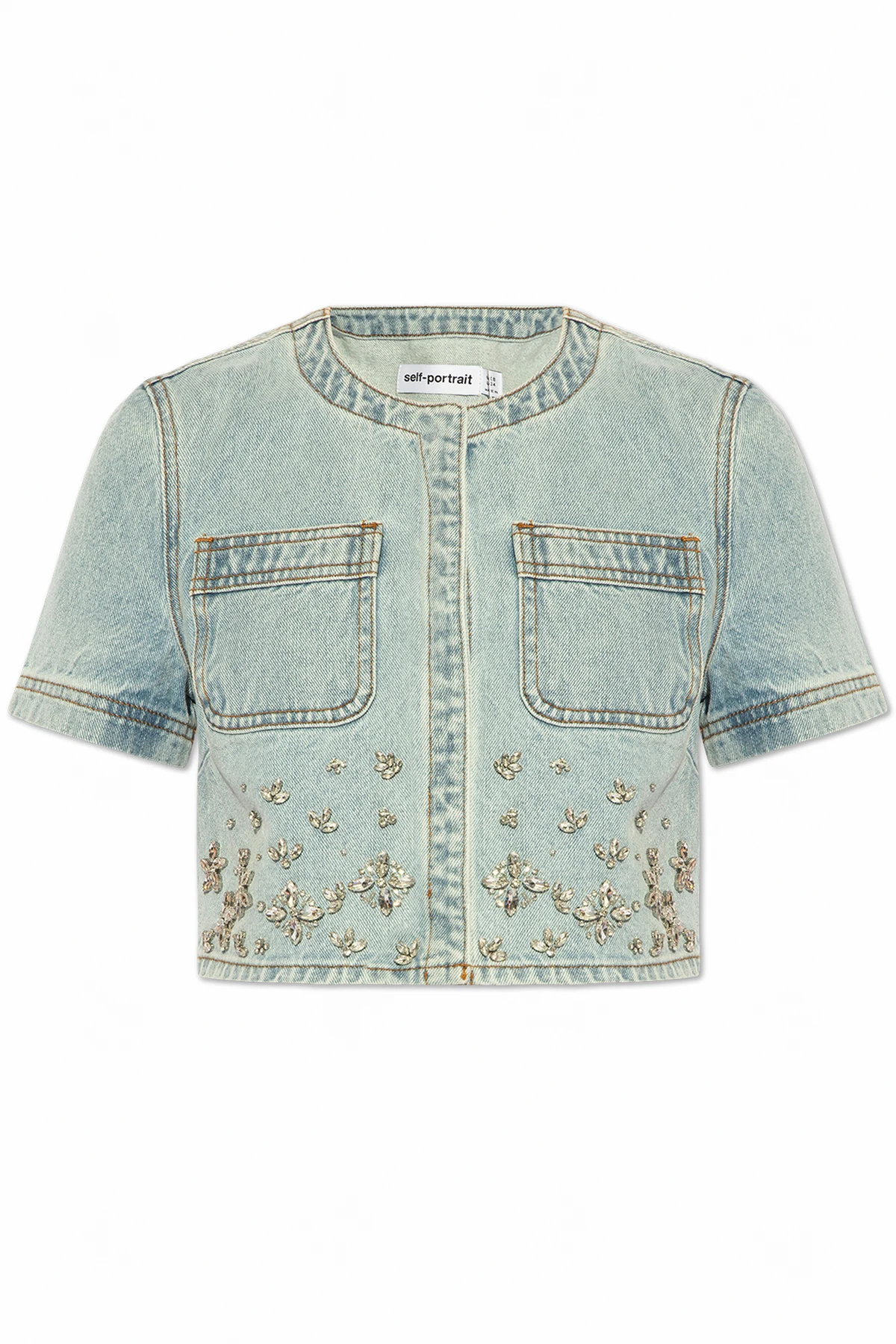 Denim shirt with short sleeves