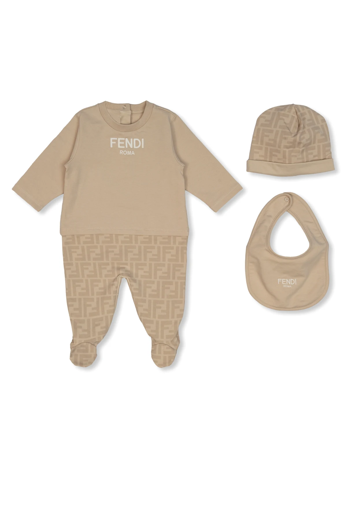 Baby set: playsuit, hat & bib