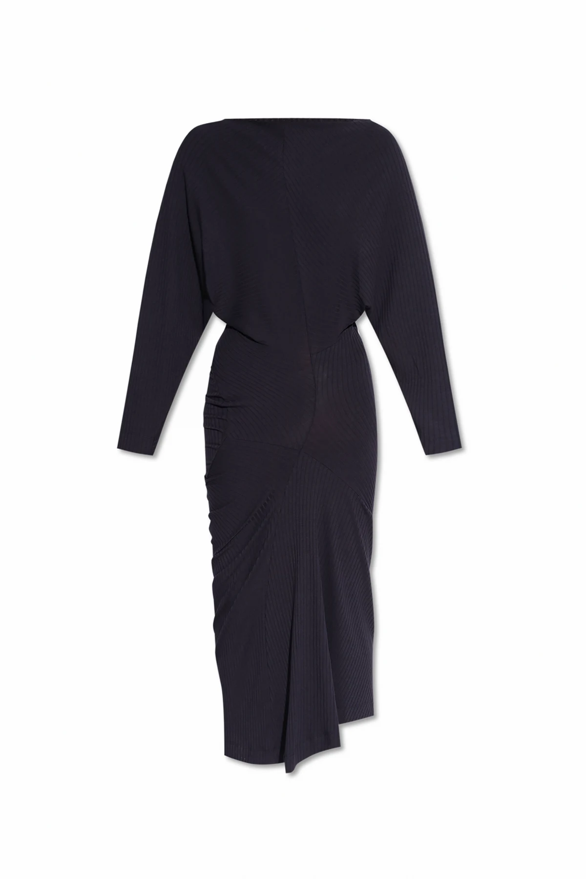 Geripptes Kleid mit asymmetrischem Schnitt