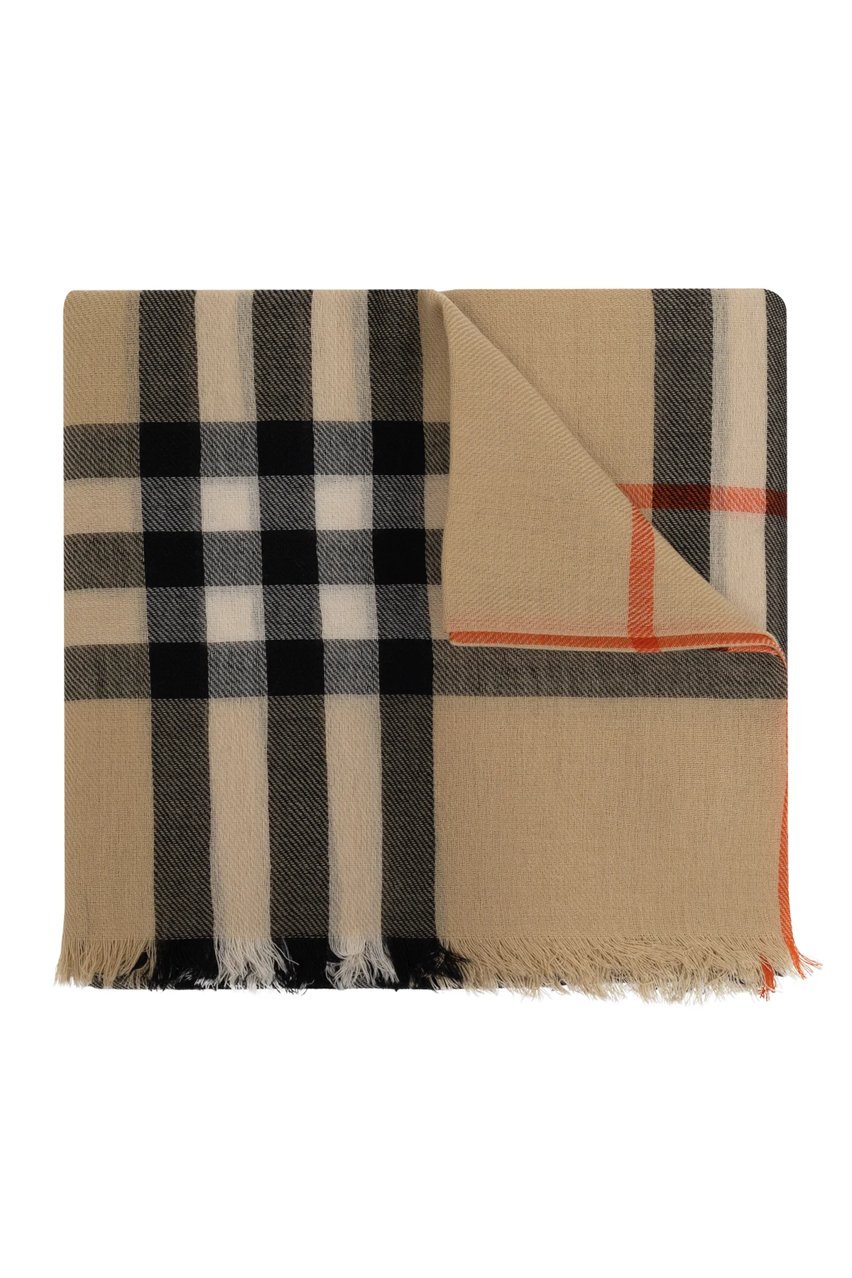 Wełniany szal ze wzorem w kratę