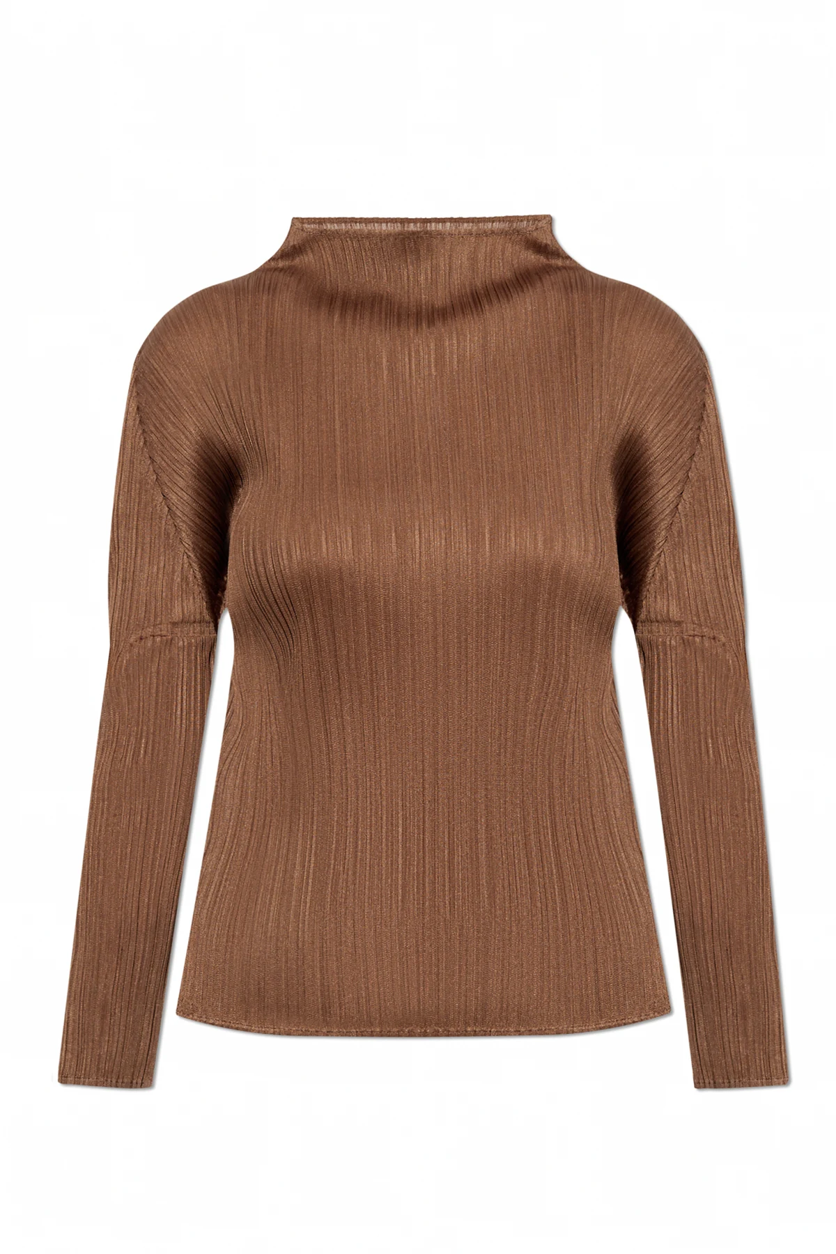 Plisowany top z długimi rękawami