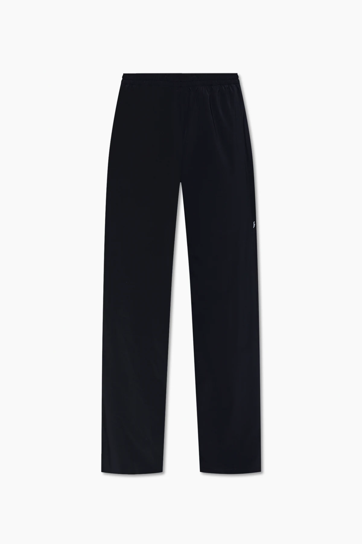 BLACK Nylon trousers with printed logo