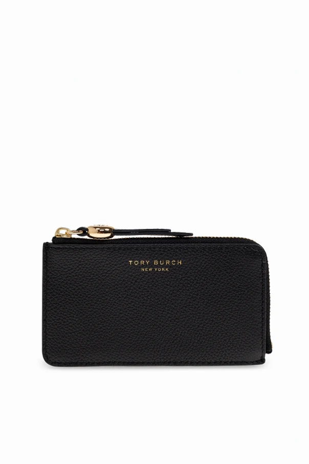 BLACK Leather card holder with logo