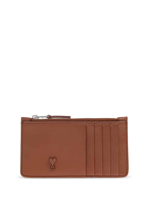 BLACK Leather card holder with logo