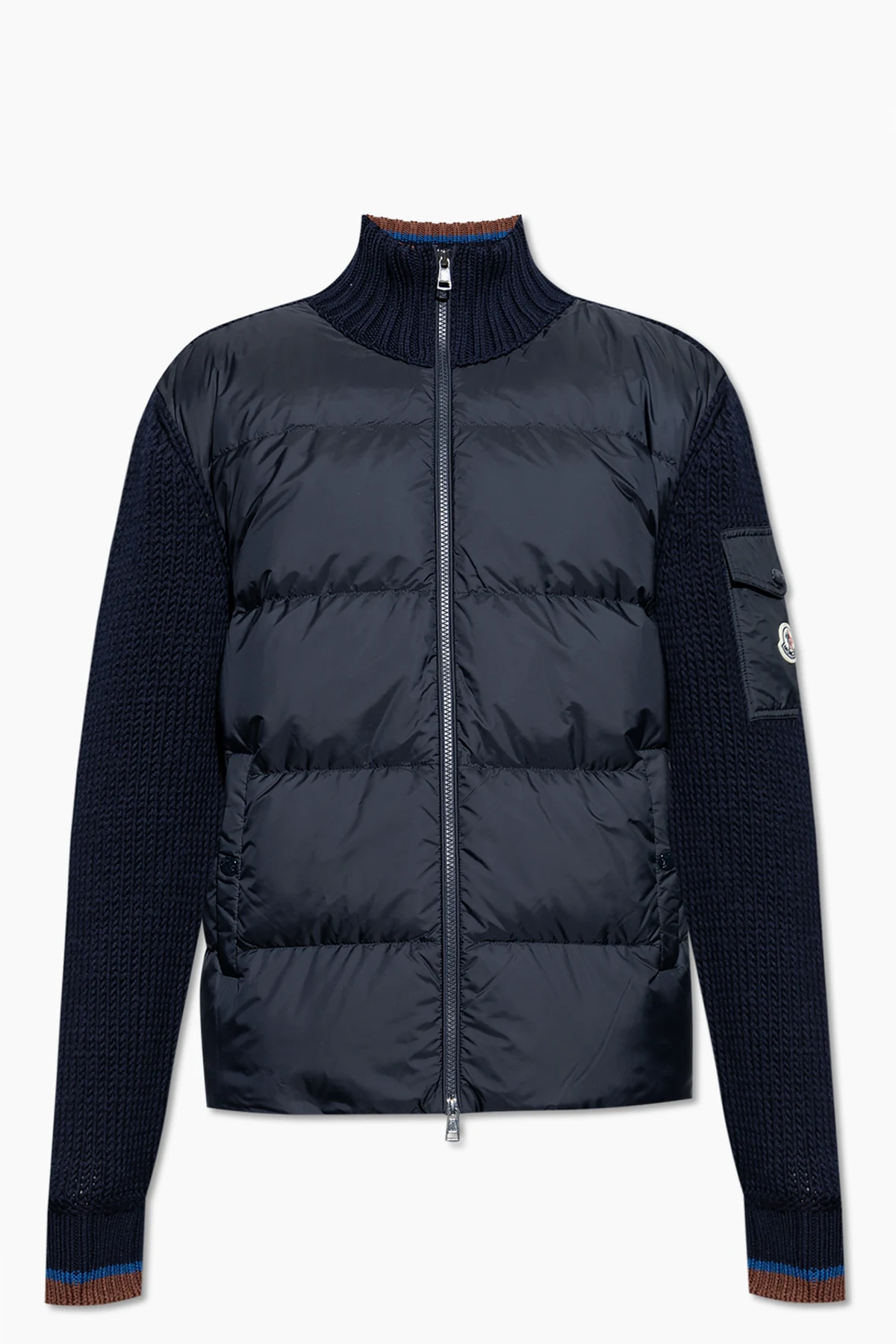 NAVY BLUE Cardigan with quilted front