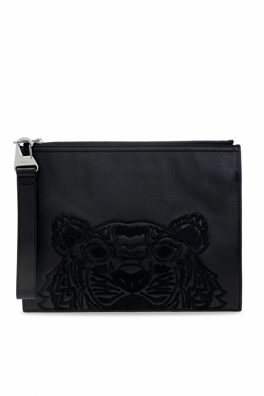 Logo-embroidered clutch