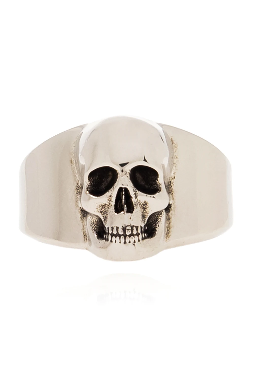 Brass signet ring with skull