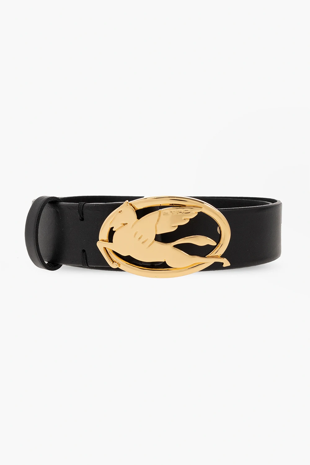 Leather belt with logo