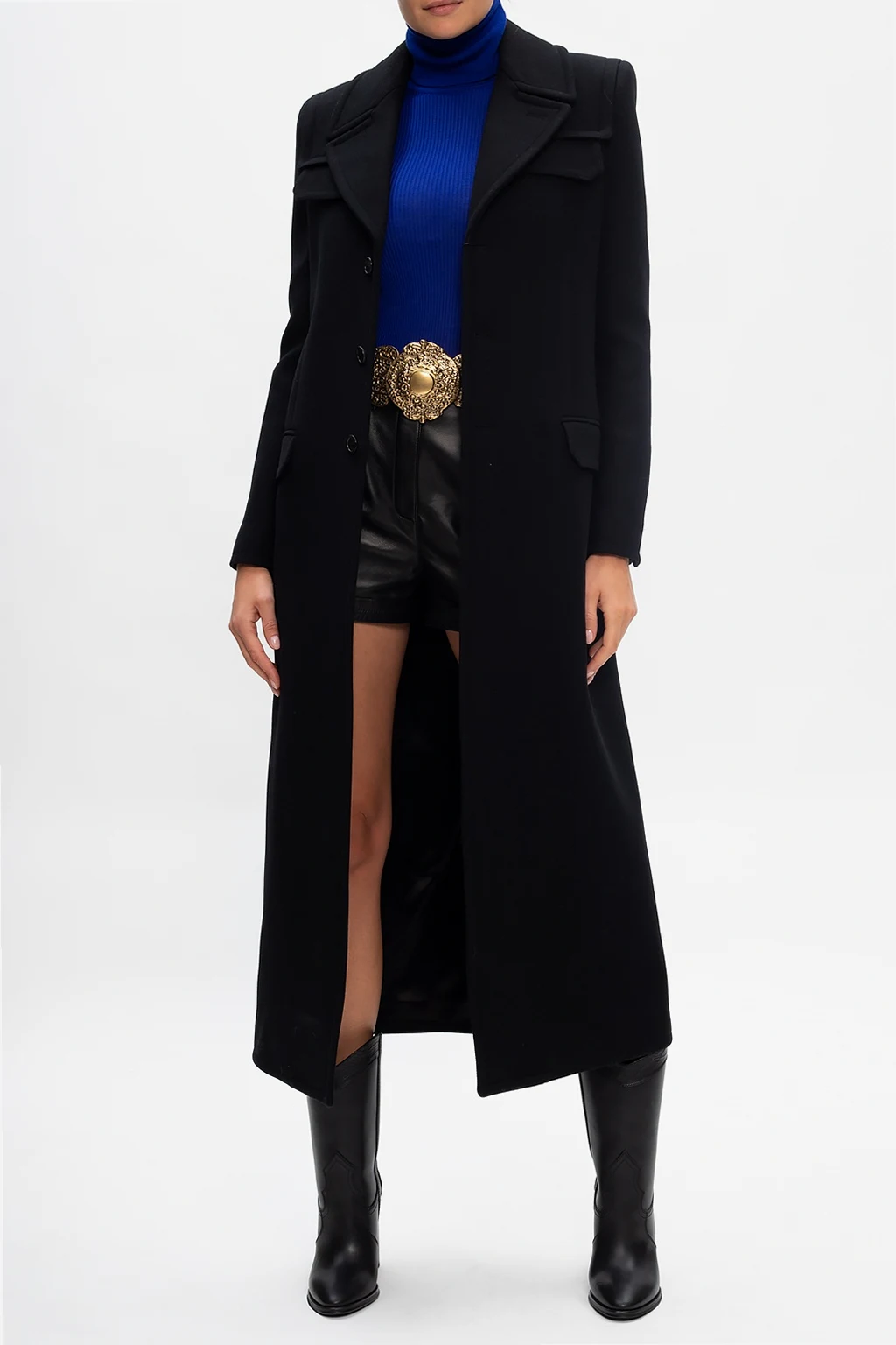 Wool coat with notch lapels