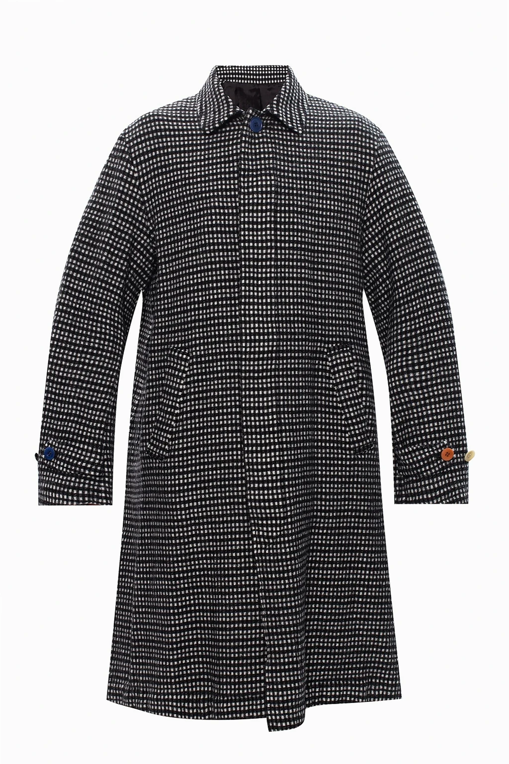 Checked wool coat