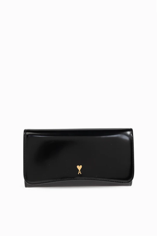 BLACK Leather wallet with logo