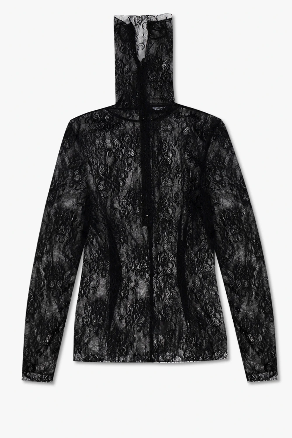 Koronkowy top z dekoracyjna stójką