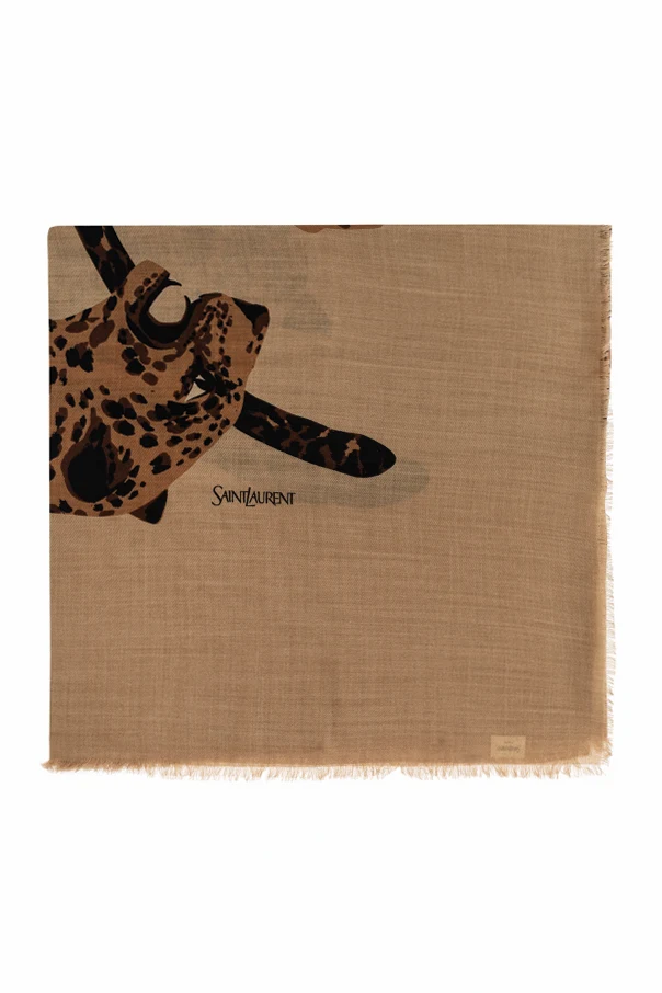 beige Wool scarf with animal motif