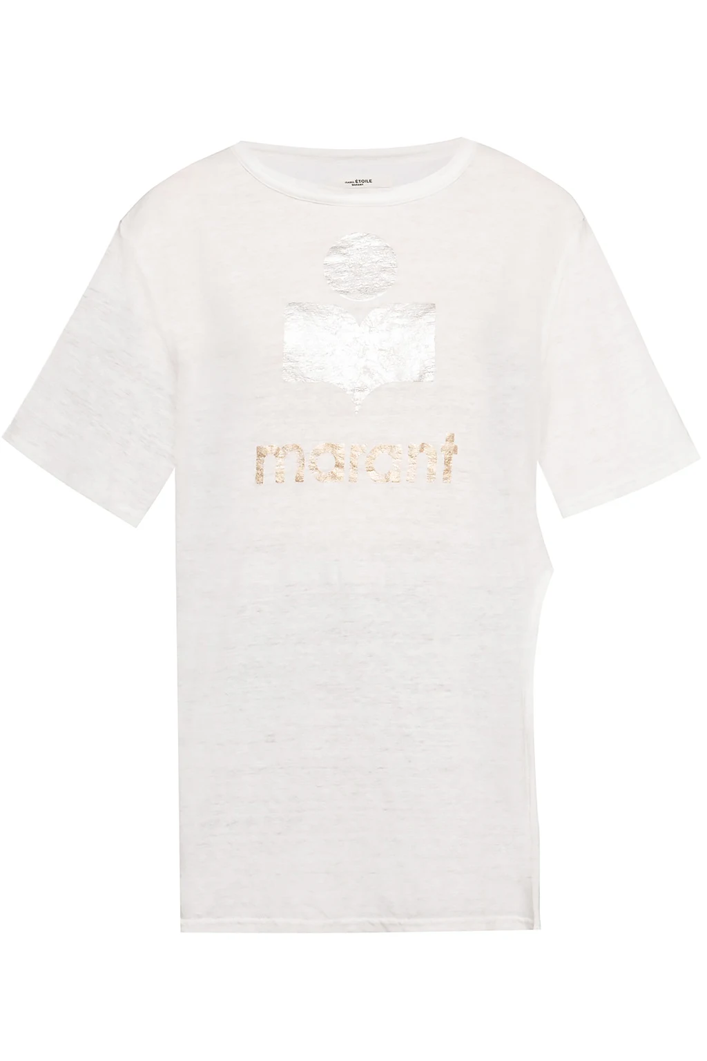 Linen T-shirt with a slit
