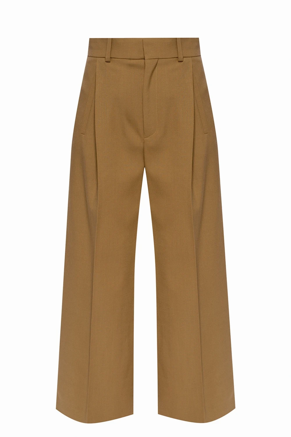 Wool pleat-front trousers