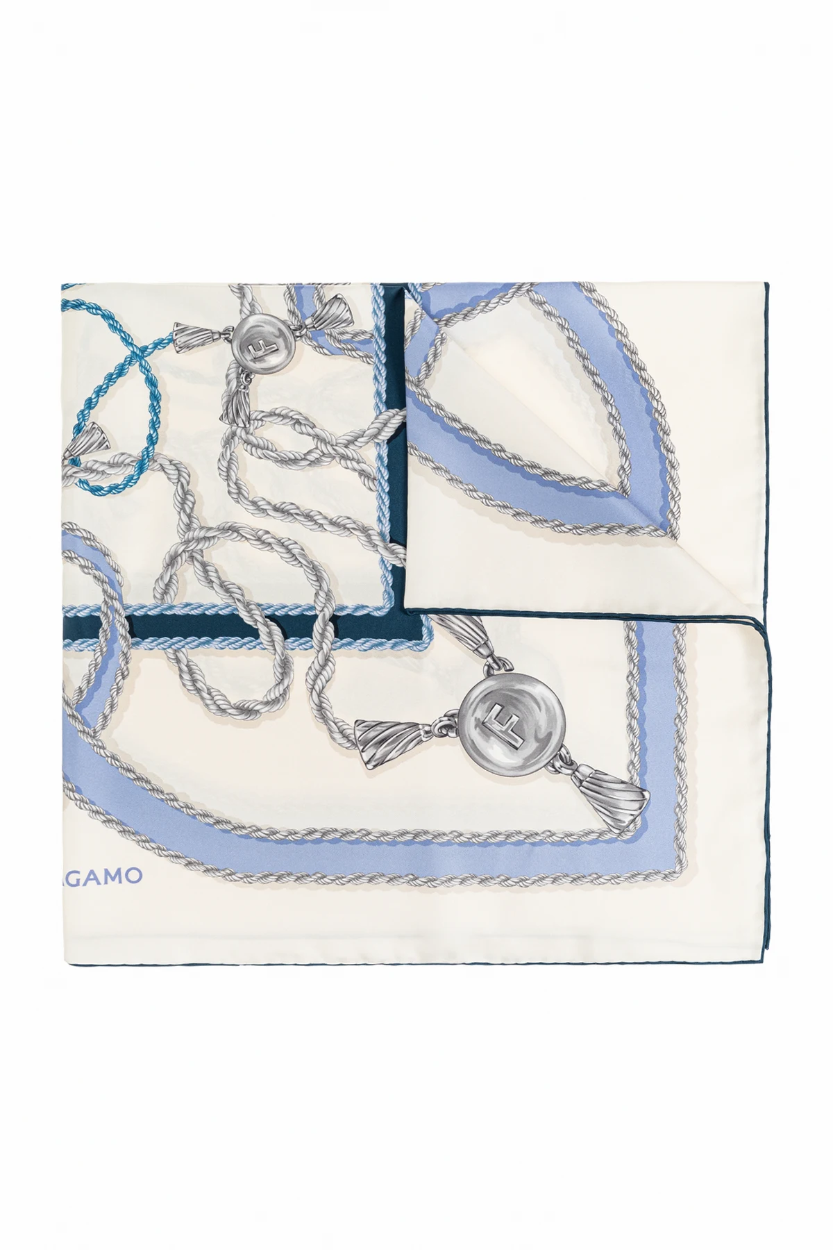 cream Silk scarf with print
