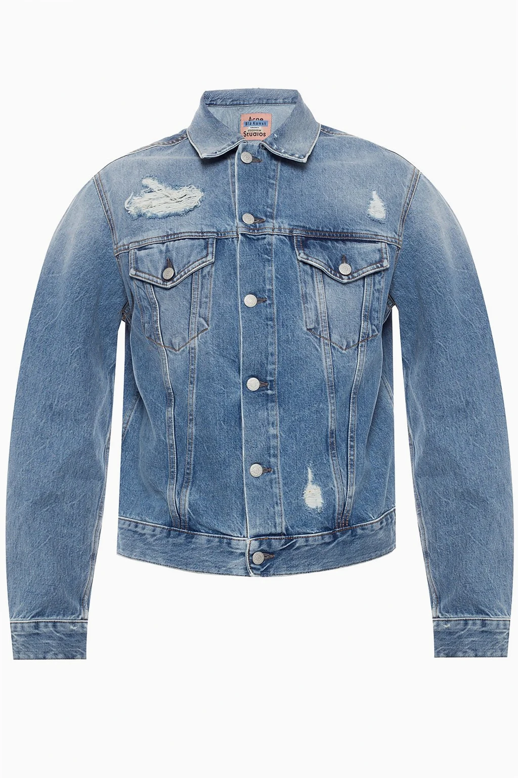 Jeansowa kurtka z przetarciami