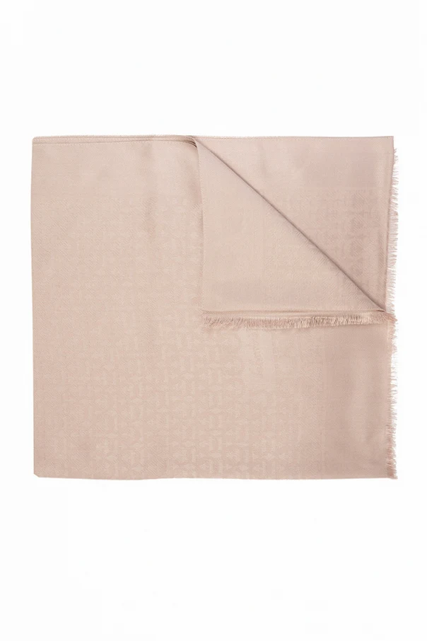 beige Logo-embroidered scarf