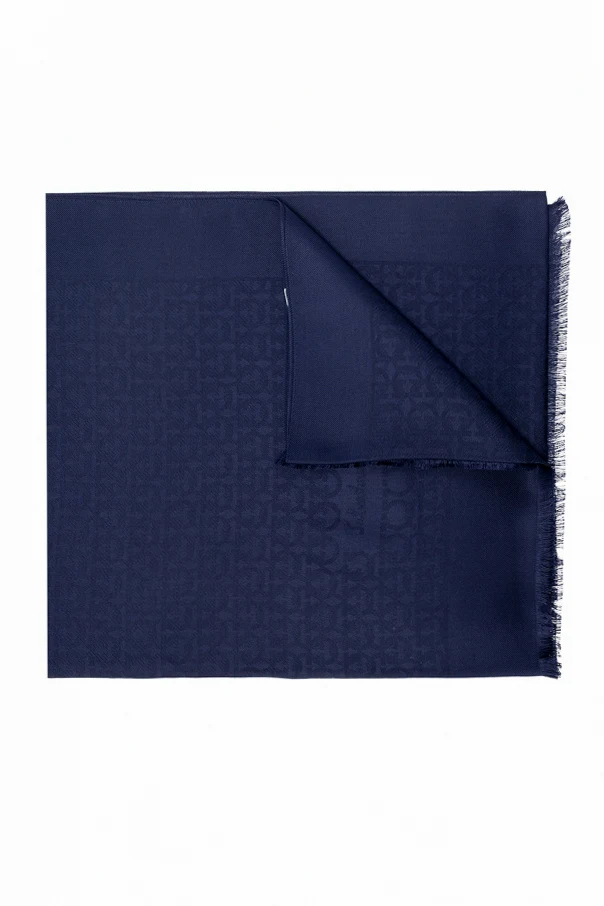 NAVY BLUE ‘Gancini’ motif scarf