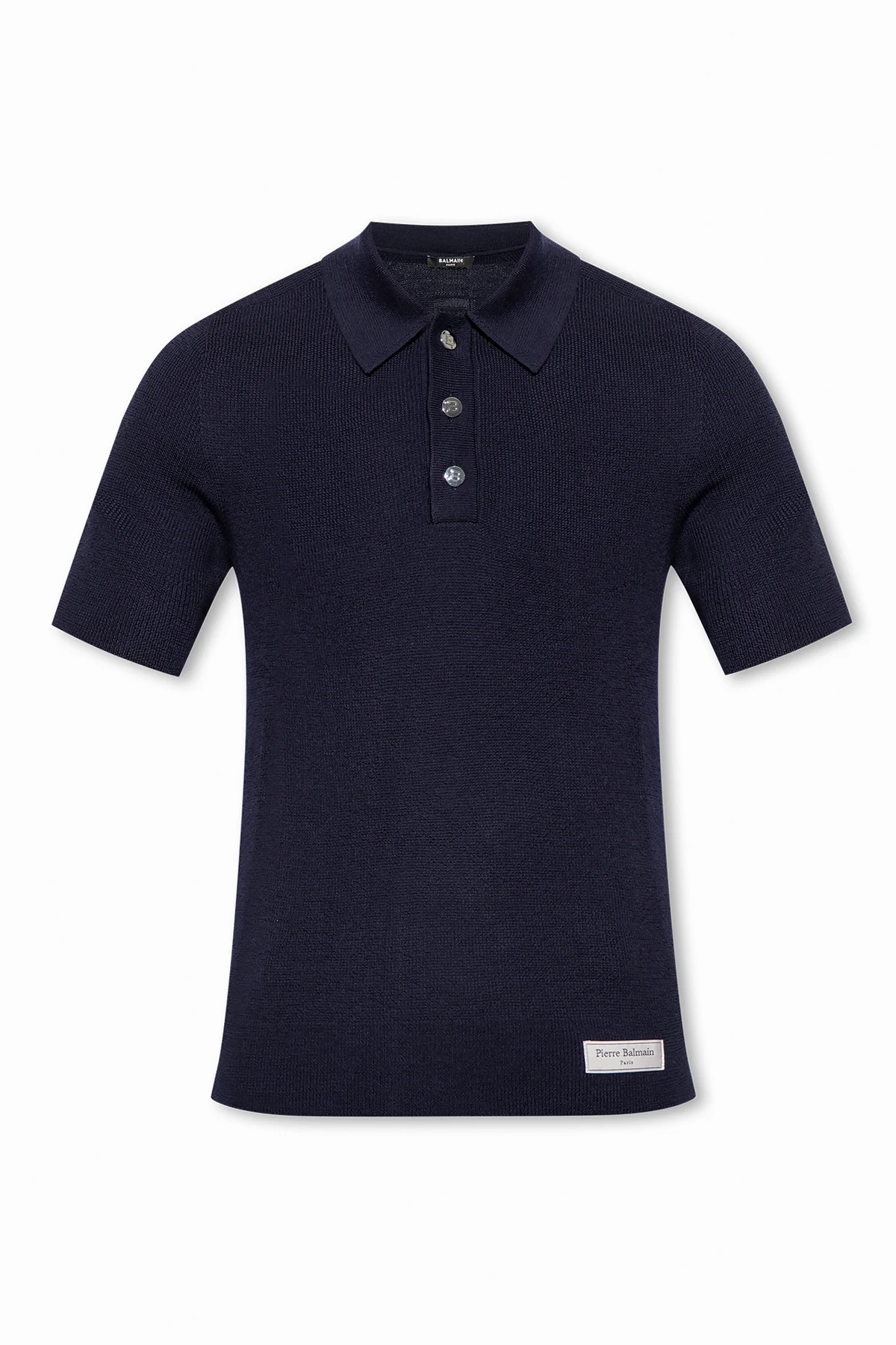 NAVY BLUE Wool polo shirt