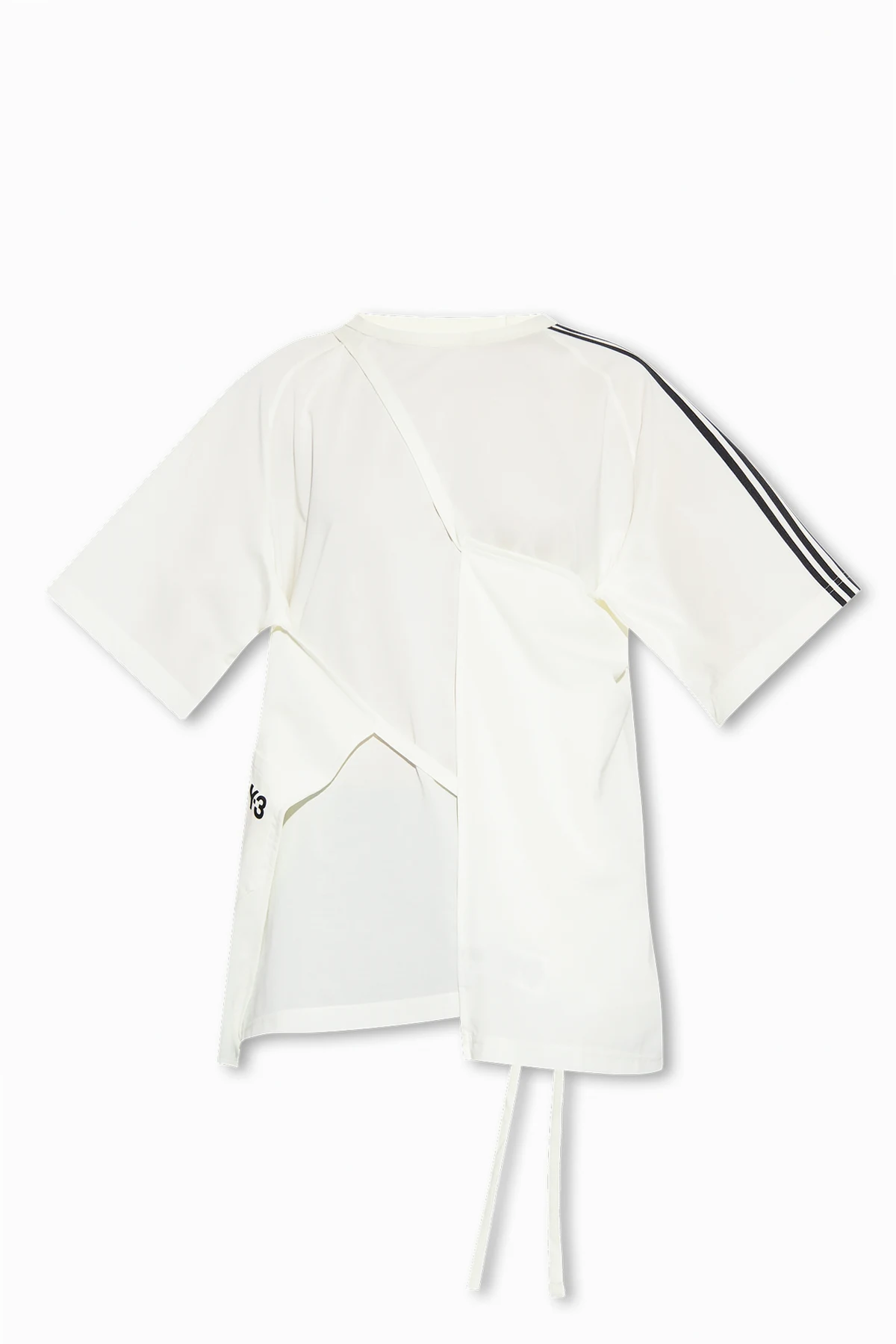 cream T-shirt with tie detail