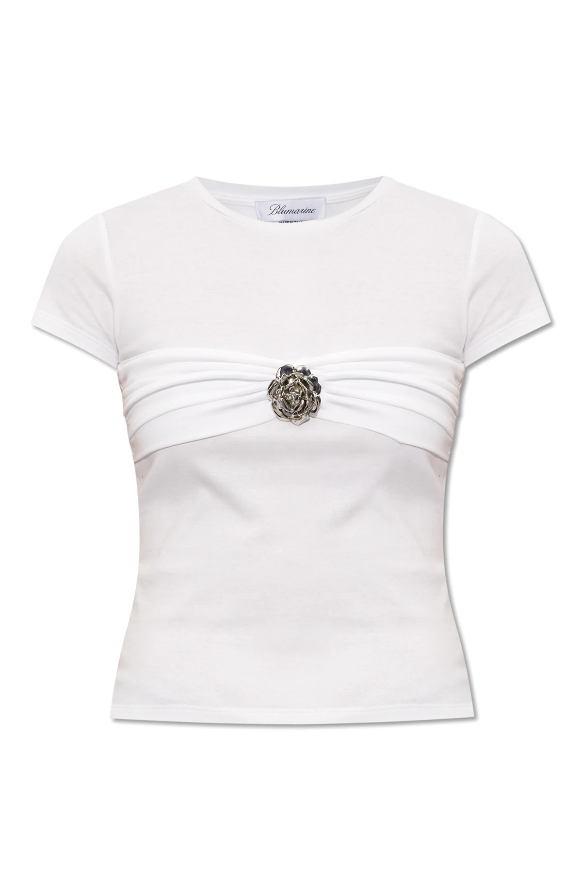 T-shirt z ozdobną broszką