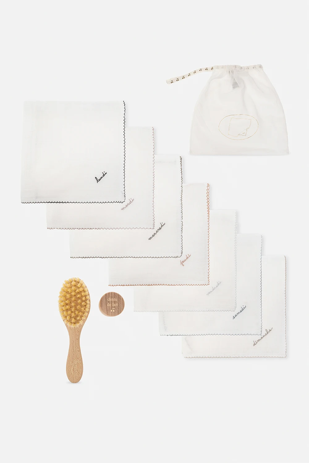 Gift set: diaper 7-pack, hairbrush & tooth box